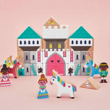Janod Set van 37 houten kubussen Enchanted Kingdom - Cross Roads