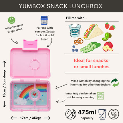 Yumbox Snack 3 vakken Power pink / rainbow tray