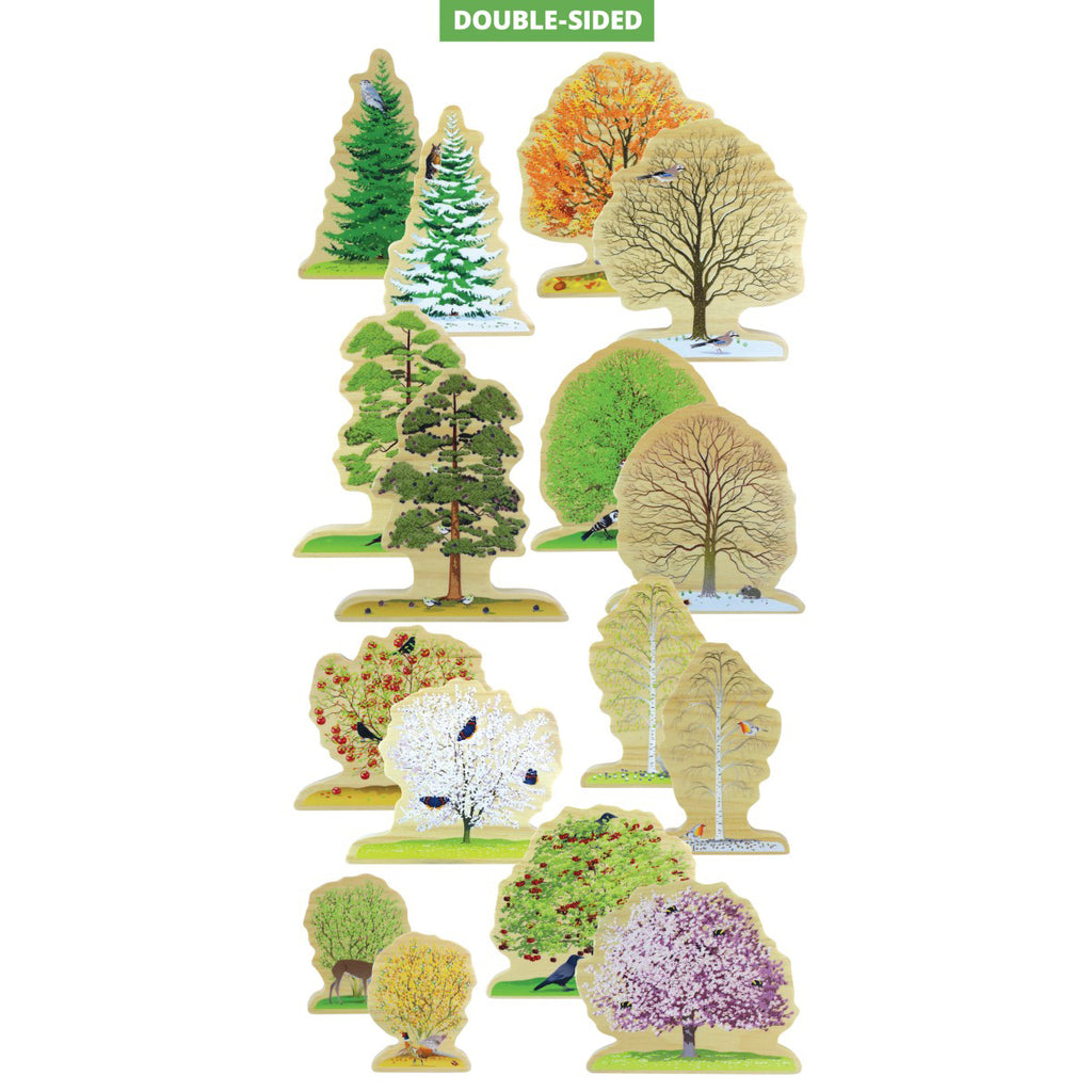 Yellow Door speelset met houten bomen in vier seizoenen