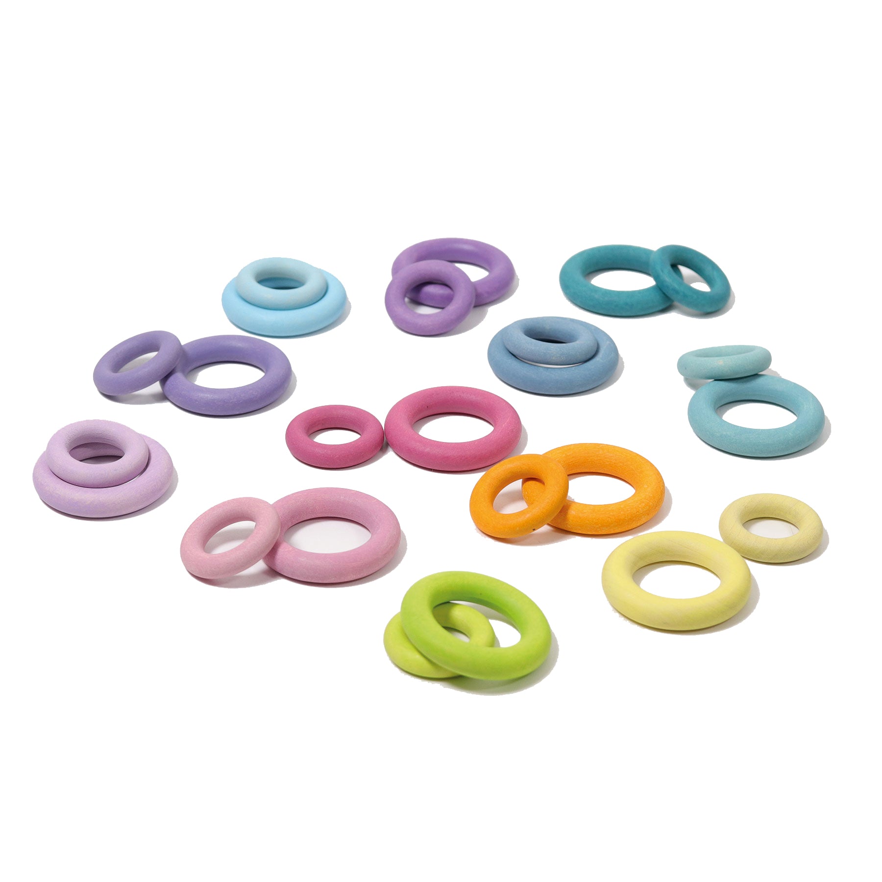 Grimm`s 24 houten ringen in pastelkleuren