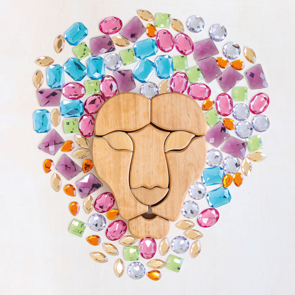 Grimm`s houten blokkenset regenboog leeuw