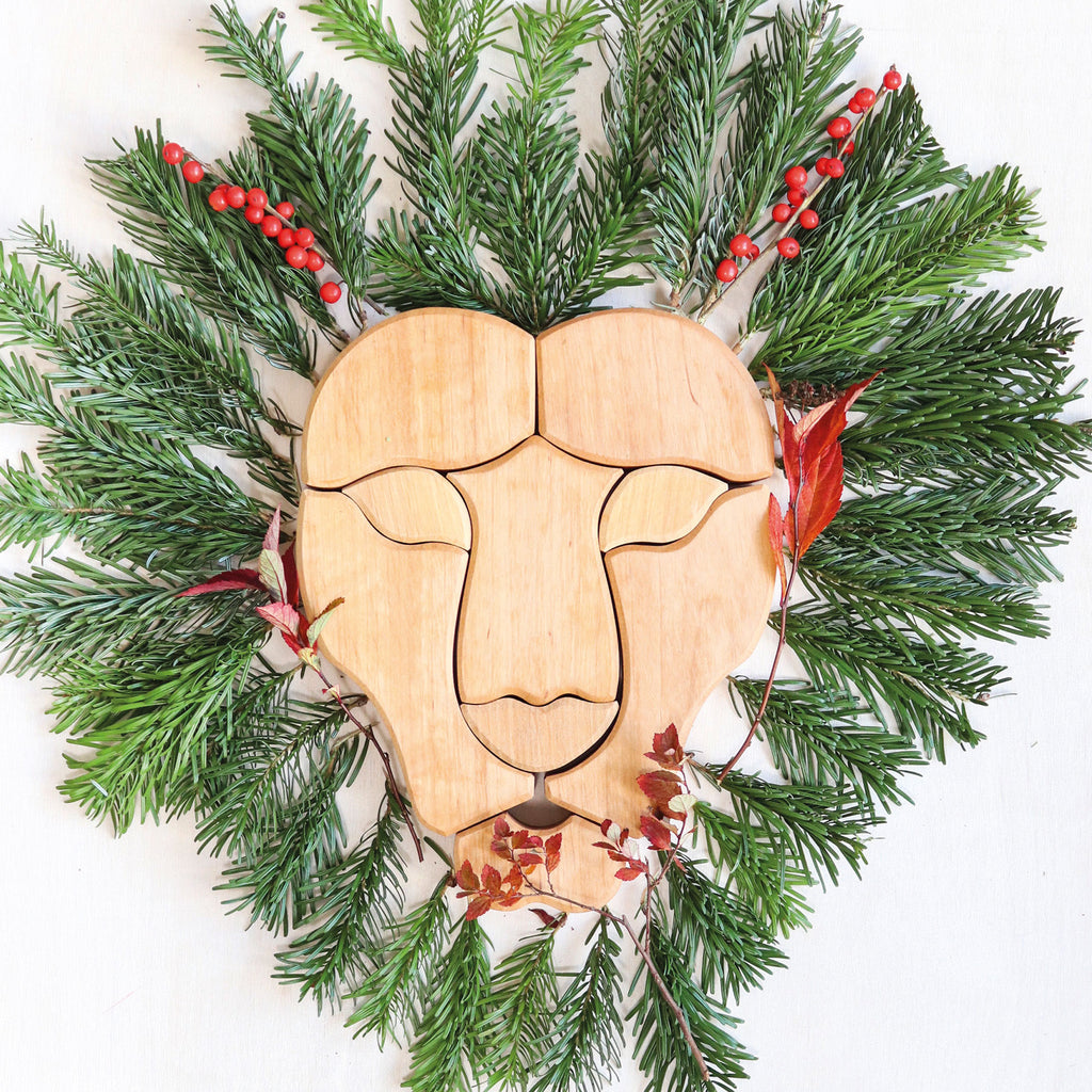 Grimm`s houten blokkenset regenboog leeuw