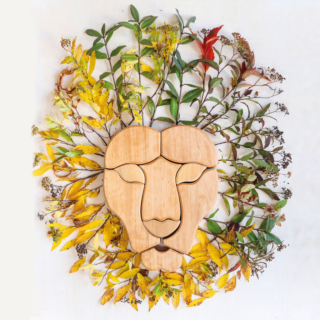 Grimm`s houten blokkenset regenboog leeuw