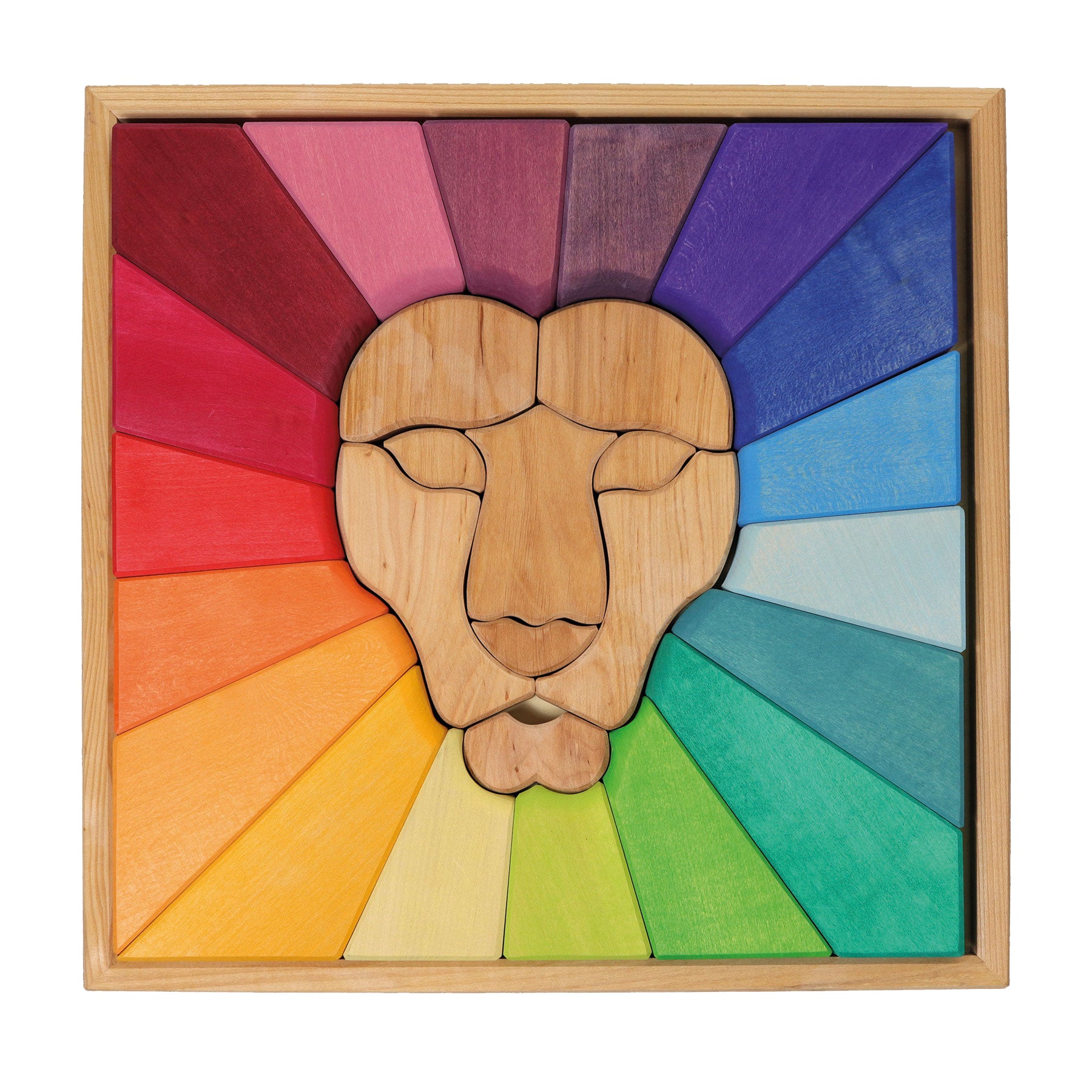 Grimm`s houten blokkenset regenboog leeuw