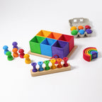 Grimm`s 6 houten sorteerbakjes in regenboogkleuren