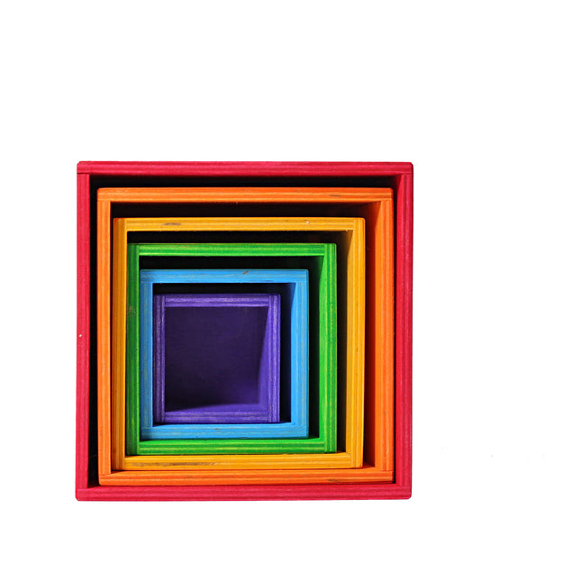 Grimm`s set van 5 grote kisten in regenboogkleuren