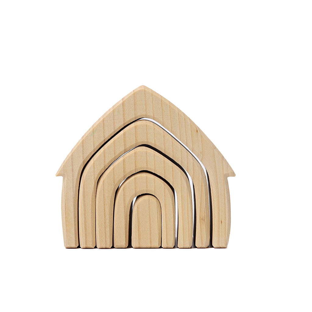 Grimm`s stapelbaar huis in natuurlijk hout