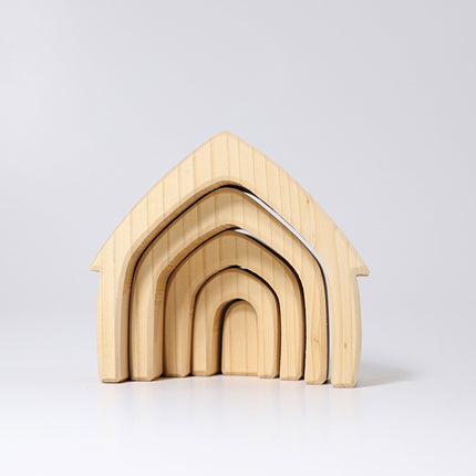 Grimm`s stapelbaar huis in natuurlijk hout