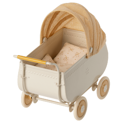 Maileg kinderwagen Micro geel