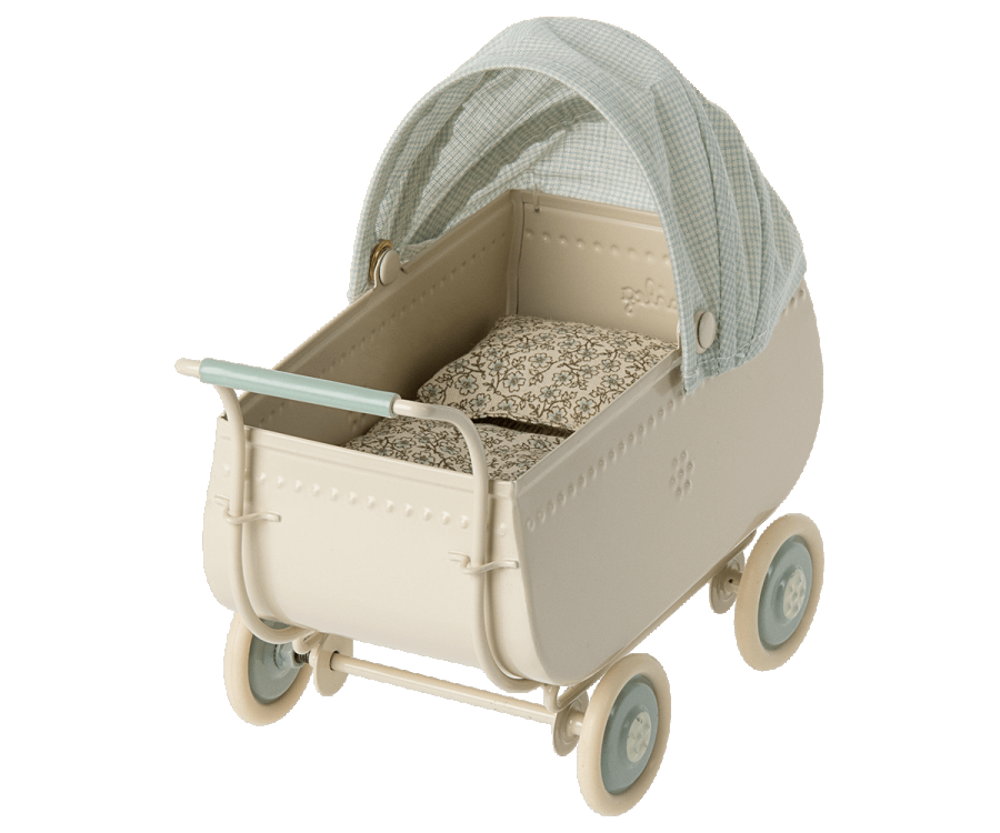 Maileg kinderwagen Micro blauw