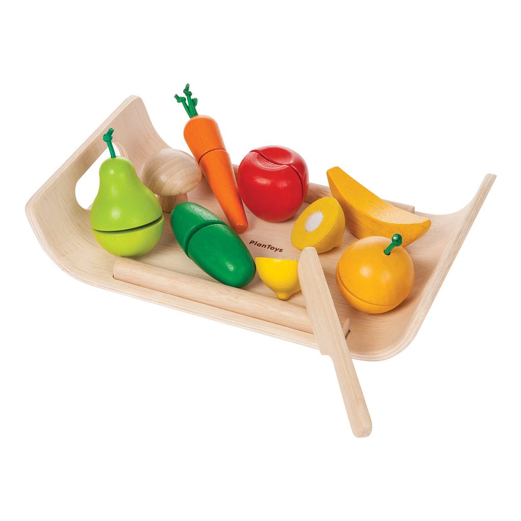PlanToys houten fruit en groentenset speelkeuken
