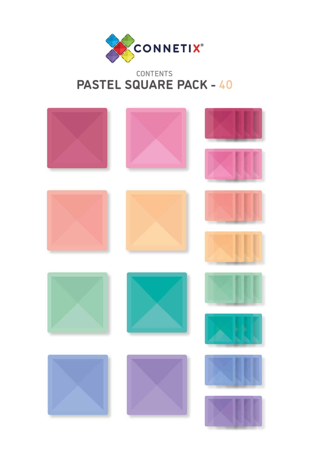 Connetix 40delige pastel square pack