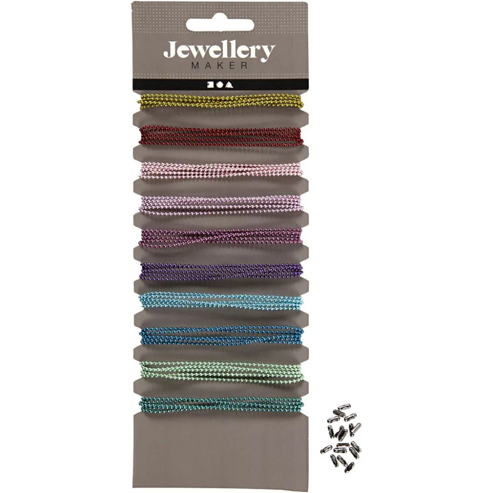 Balletjesketting in 10 kleuren met 20 sloten