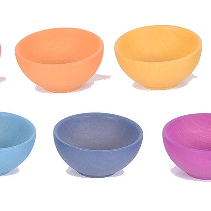 Tickit 7 houten schaaltjes in regenboogkleuren wooden bowls