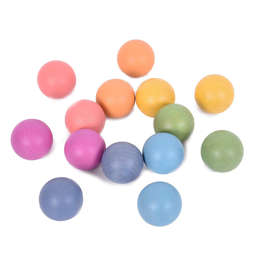 Tickit 14 houten ballen in regenboogkleuren