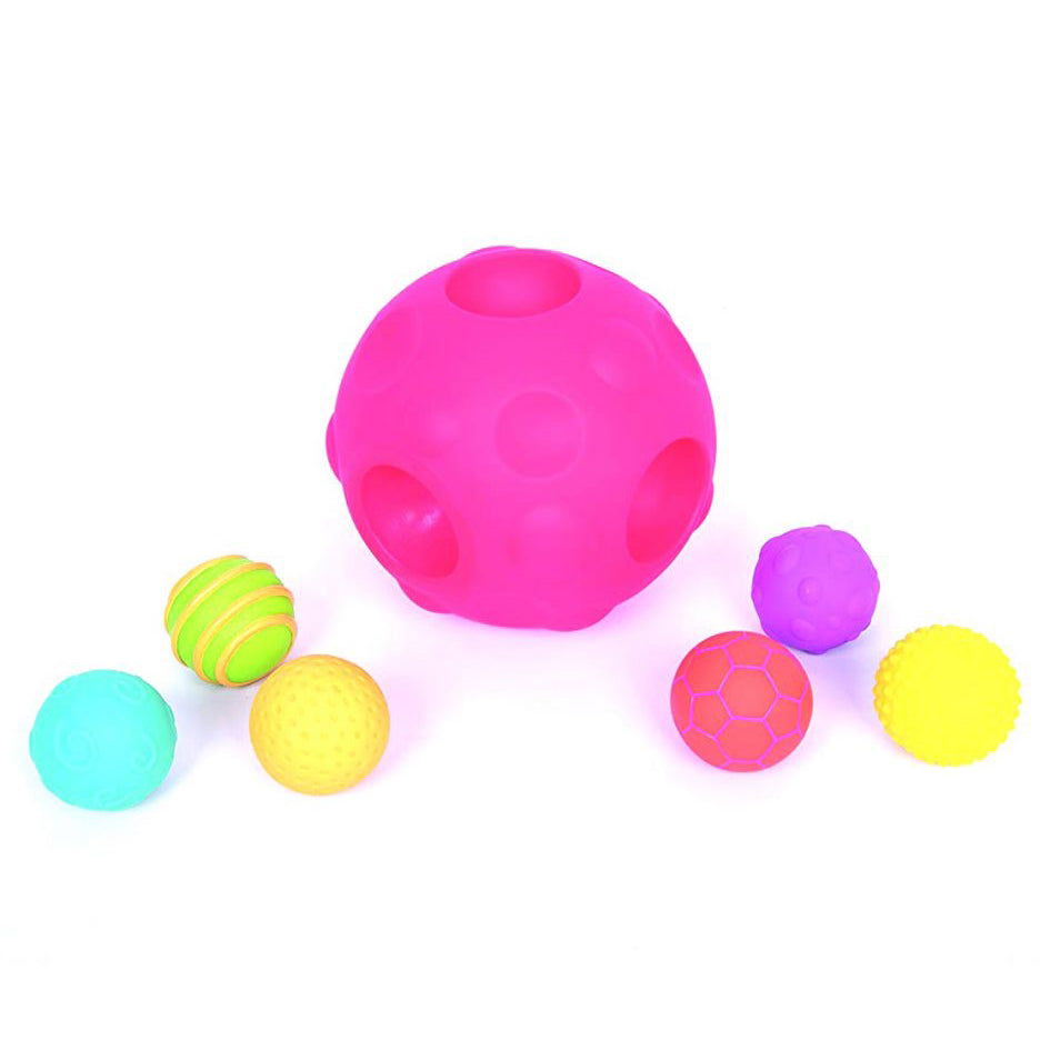 sensorische meteoorbal met 6 kleine ballen in verschillende kleuren