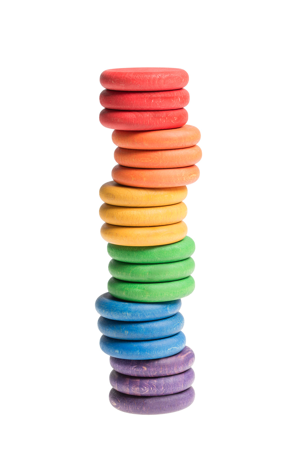 18 gestapelde houten schijven van grapat