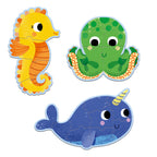 Djeco primo set van 3 puzzels in de zee (4, 6 en 9 stukken)