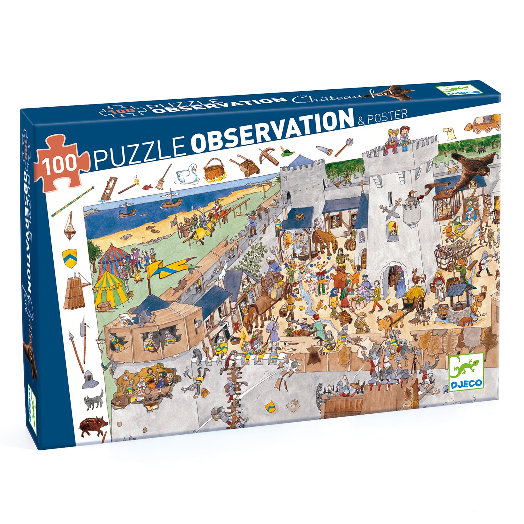 Djeco observatiepuzzel gevecht aan versterkte burcht 100 stukken