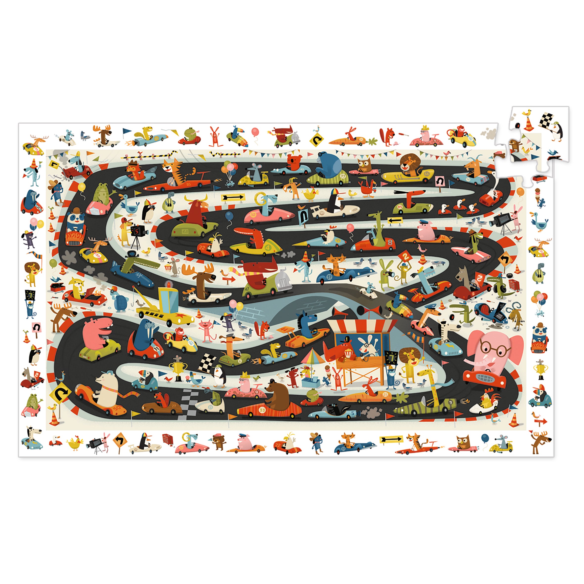 Djeco observatiepuzzel autorace 54 stukken