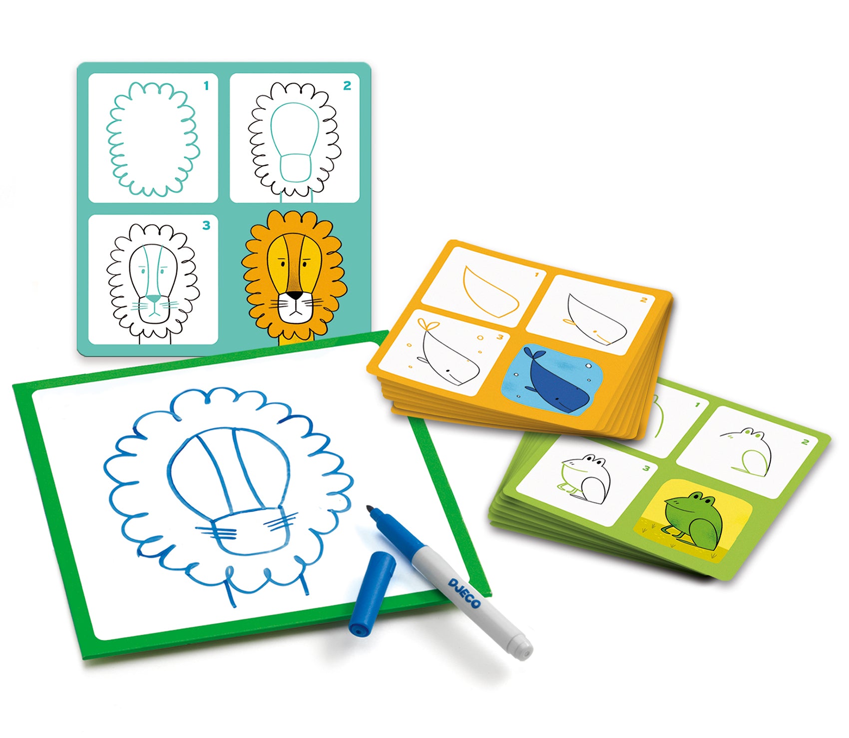 Djeco Step by Step tekenkaarten dieren