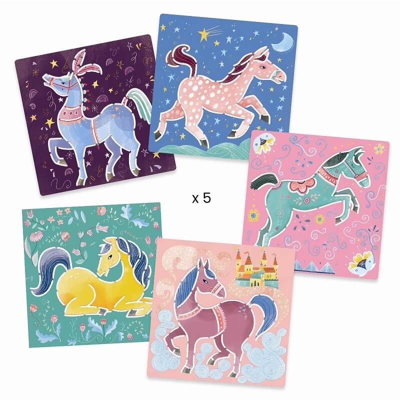 Djeco tekensjablonen paarden