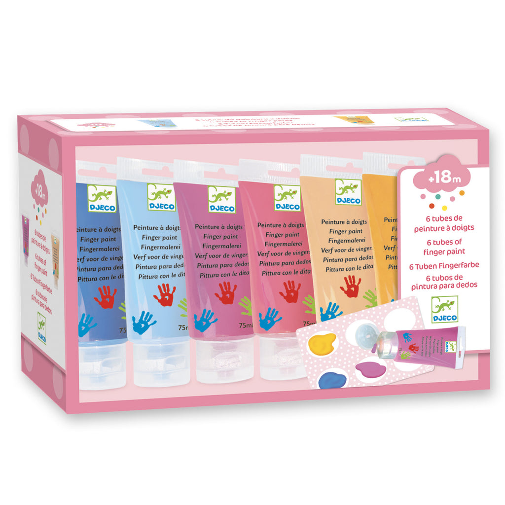 Djeco 6 tubes vingerverf in zachte tinten