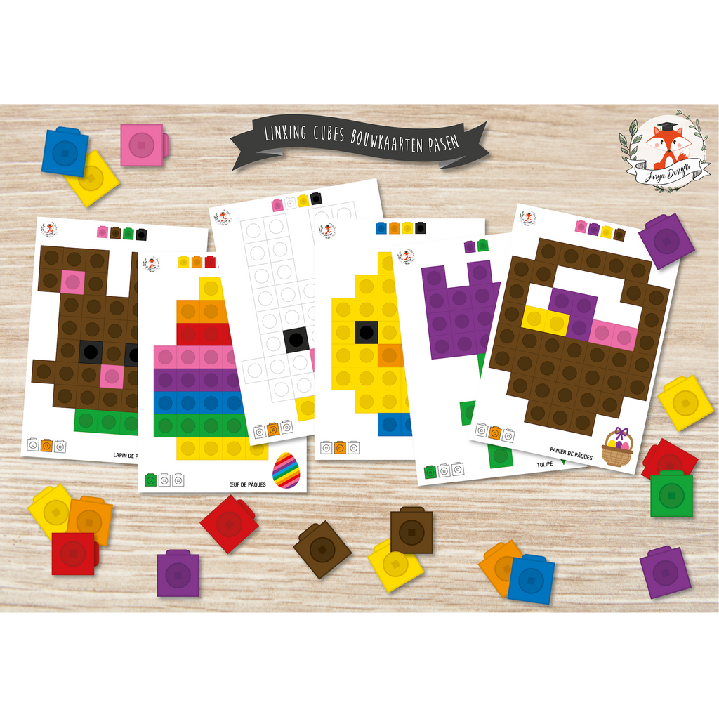 Juf Surya's Designs | Linking Cubes kaarten Pasen 🖨