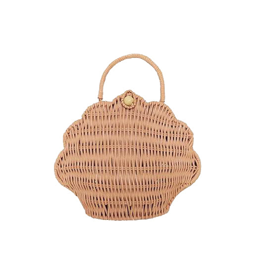 Olli Ella rieten mand shell bag rose