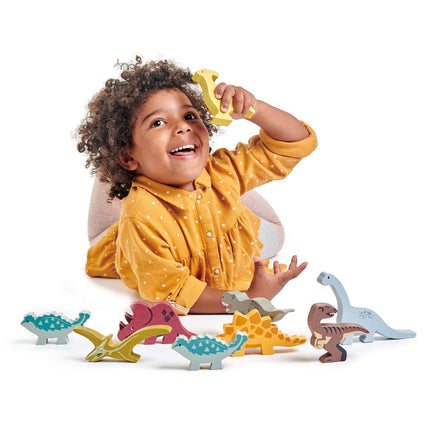 Tender Leaf set met houten dinosaurussen