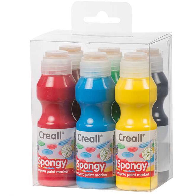 Creall spongy set van 6 kleuren plakkaatverf met sponsdop