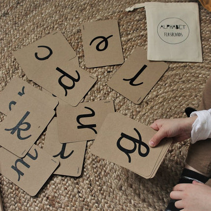 cursieve alfabetkaarten