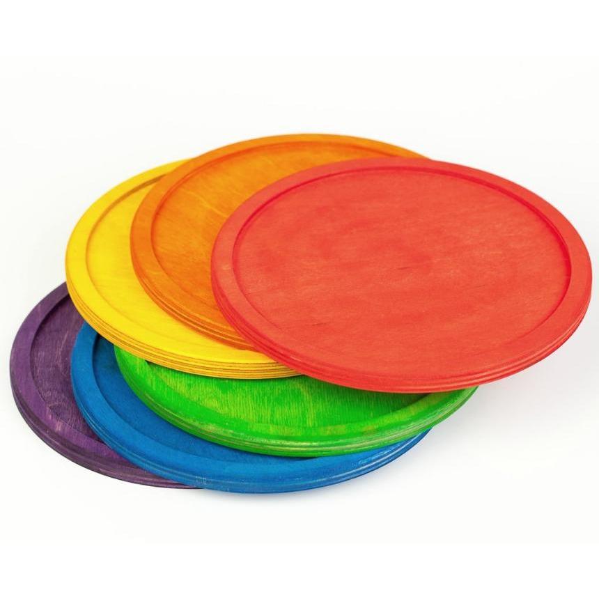 Grapat 6 houten schaaltjes in regenboogkleuren