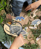 Yellow Door speelset met 8 houten dinosaurussen
