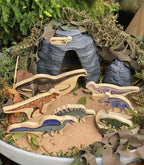 Yellow Door speelset met 8 houten dinosaurussen
