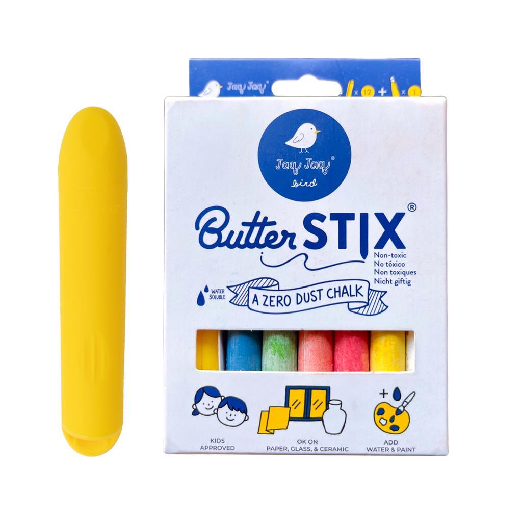 Jaq Jaq Bird krijtjes butterstix met houder (12 stuks)