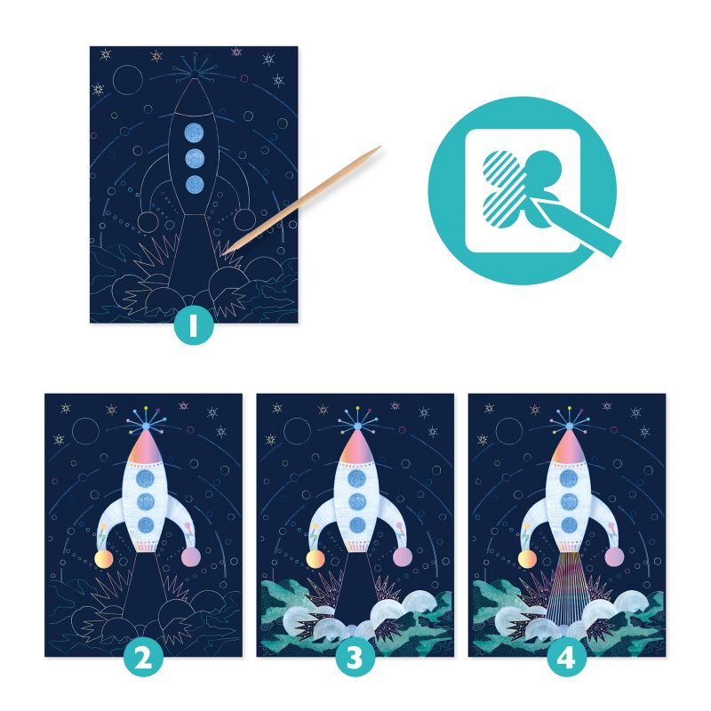 Djeco kraskaarten ruimtevaart