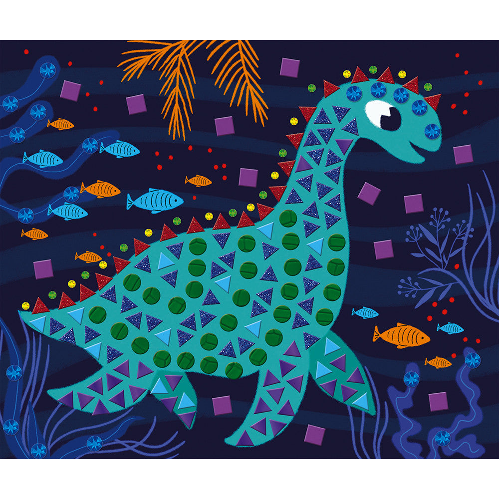 mooie blauwe dinosaurus met mousse mozaiek