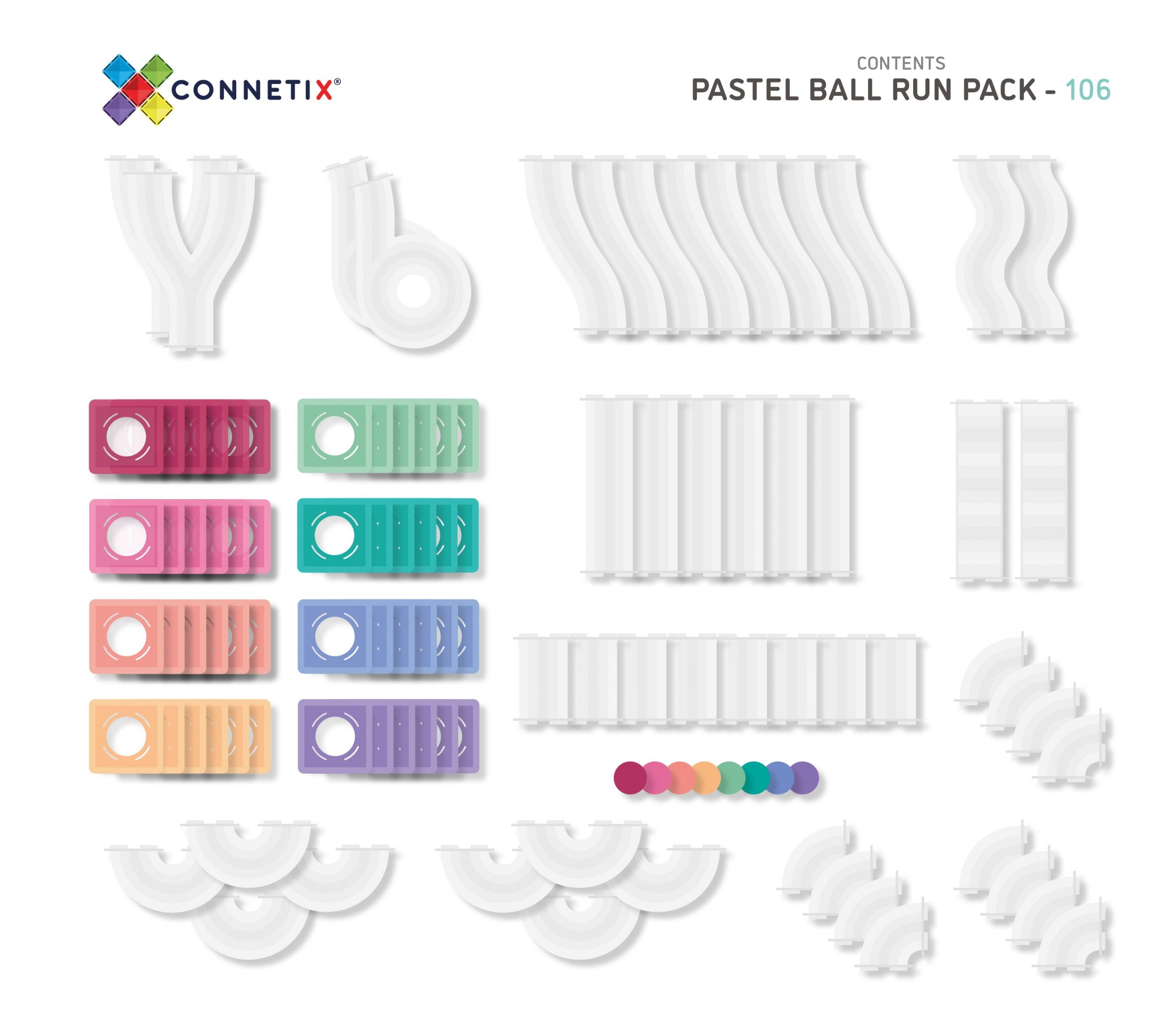 Connetix 106delige pastel ball run pack knikkerbaan