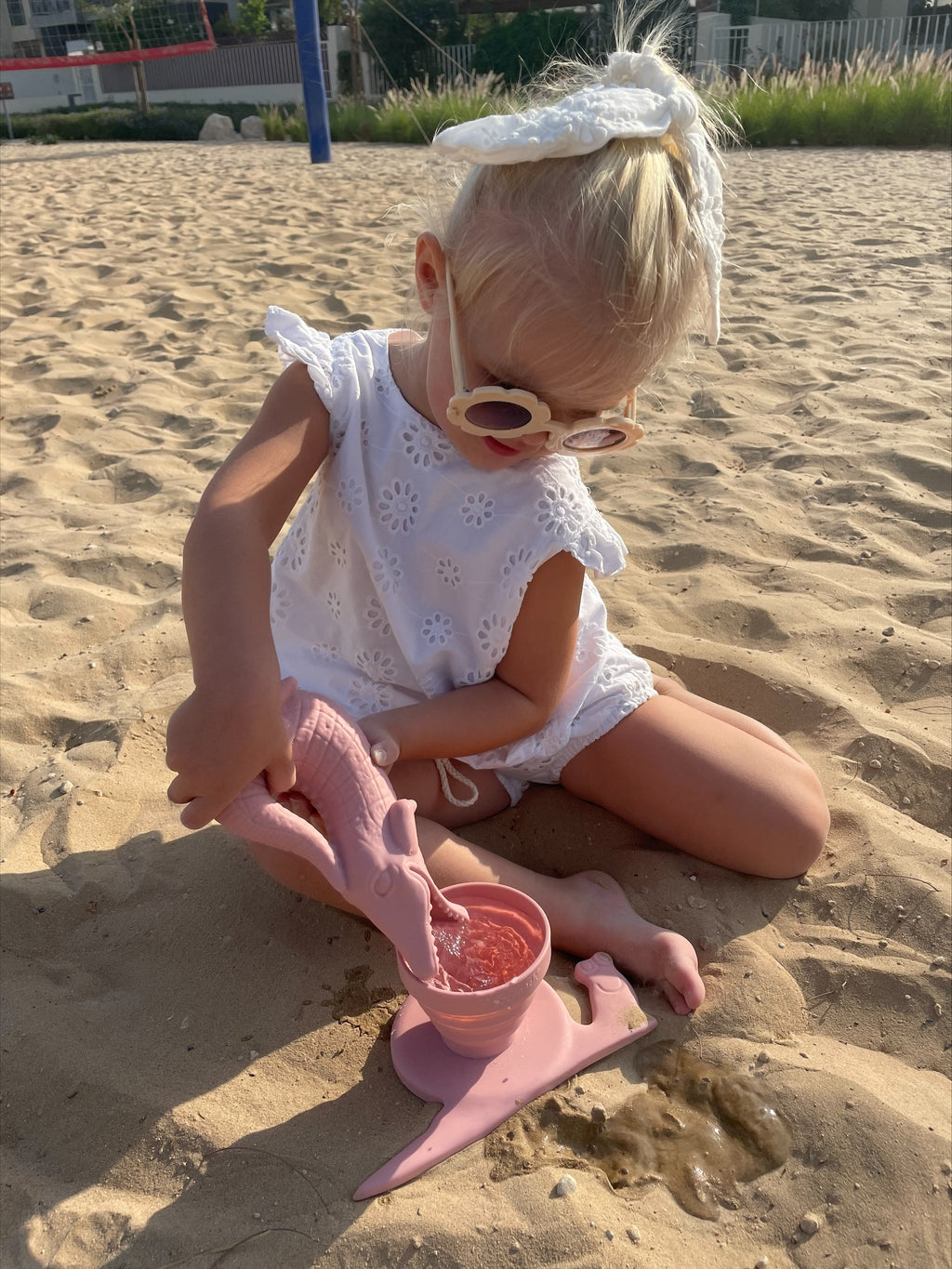 Scrunch regenwater meter oude roze