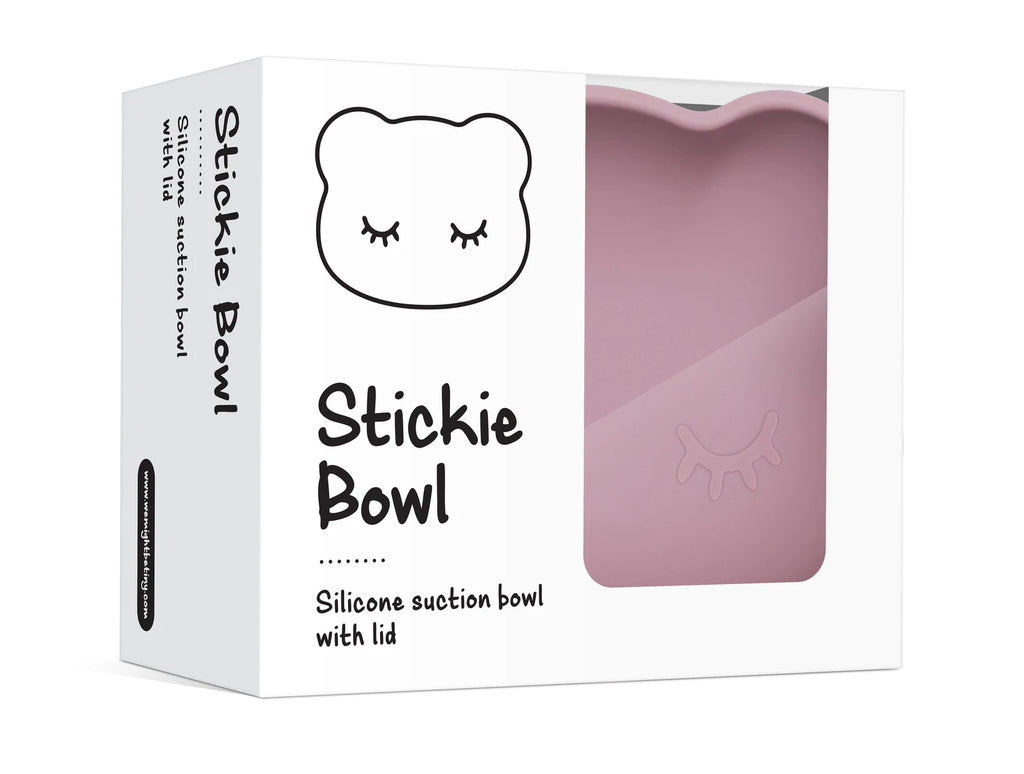 We Might Be Tiny sticky bowl bear dusty rose