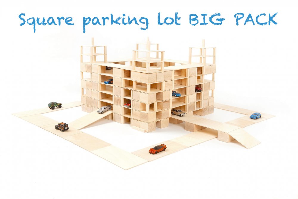 Just Blocks houten blokken big pack 336 blokken parkeergarage