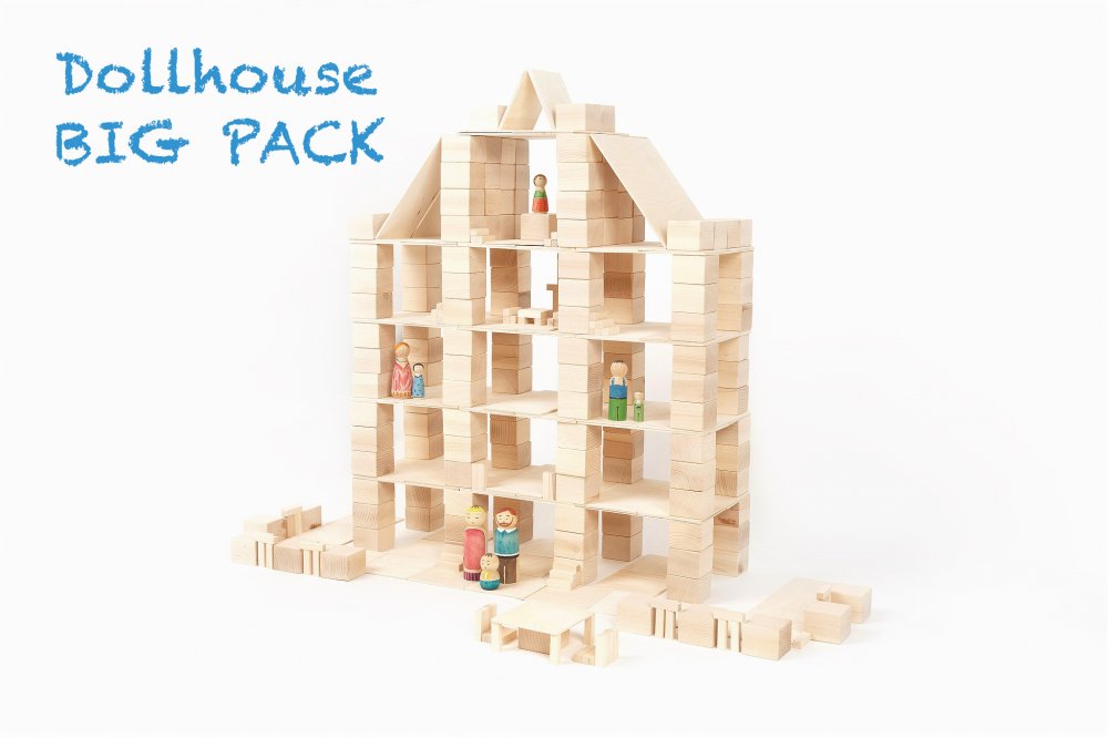 Just Blocks houten blokken big pack 336 blokken poppenhuis